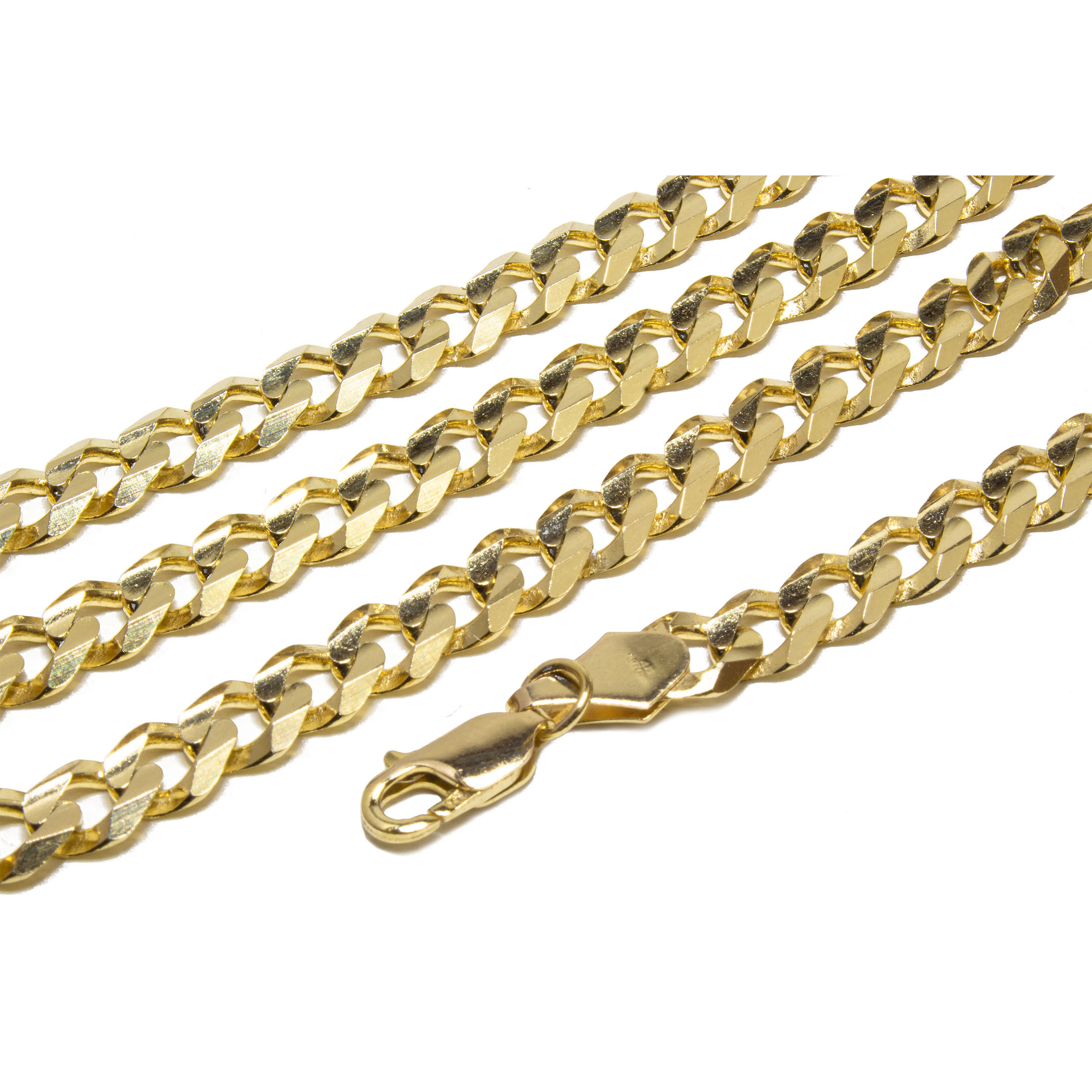 Cadena Tejido Barbado/cubano Oro 14 Kilates 60 Centímetros.