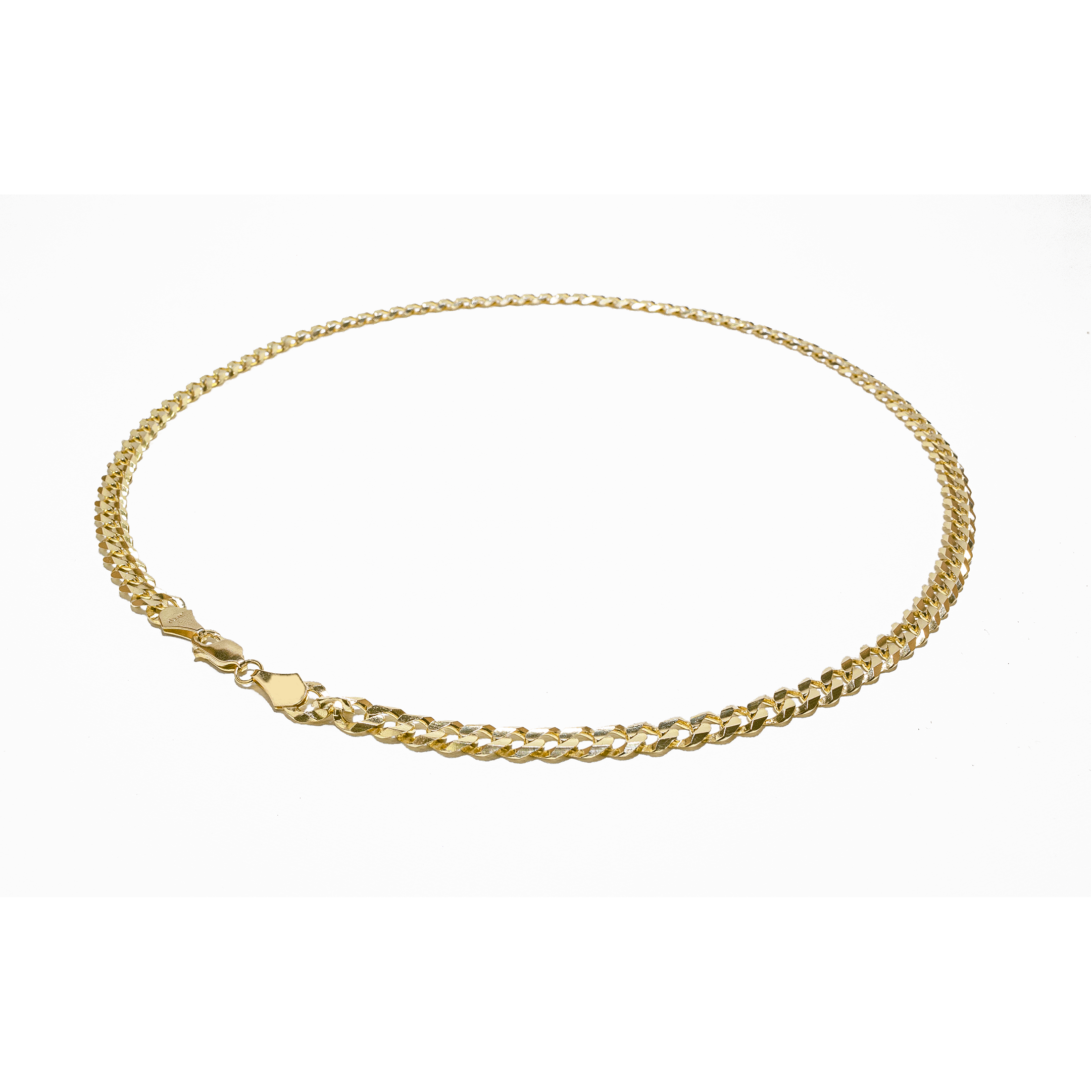 Cadena Tejido Barbado/cubano Oro 14 Kilates 60 Centímetros.