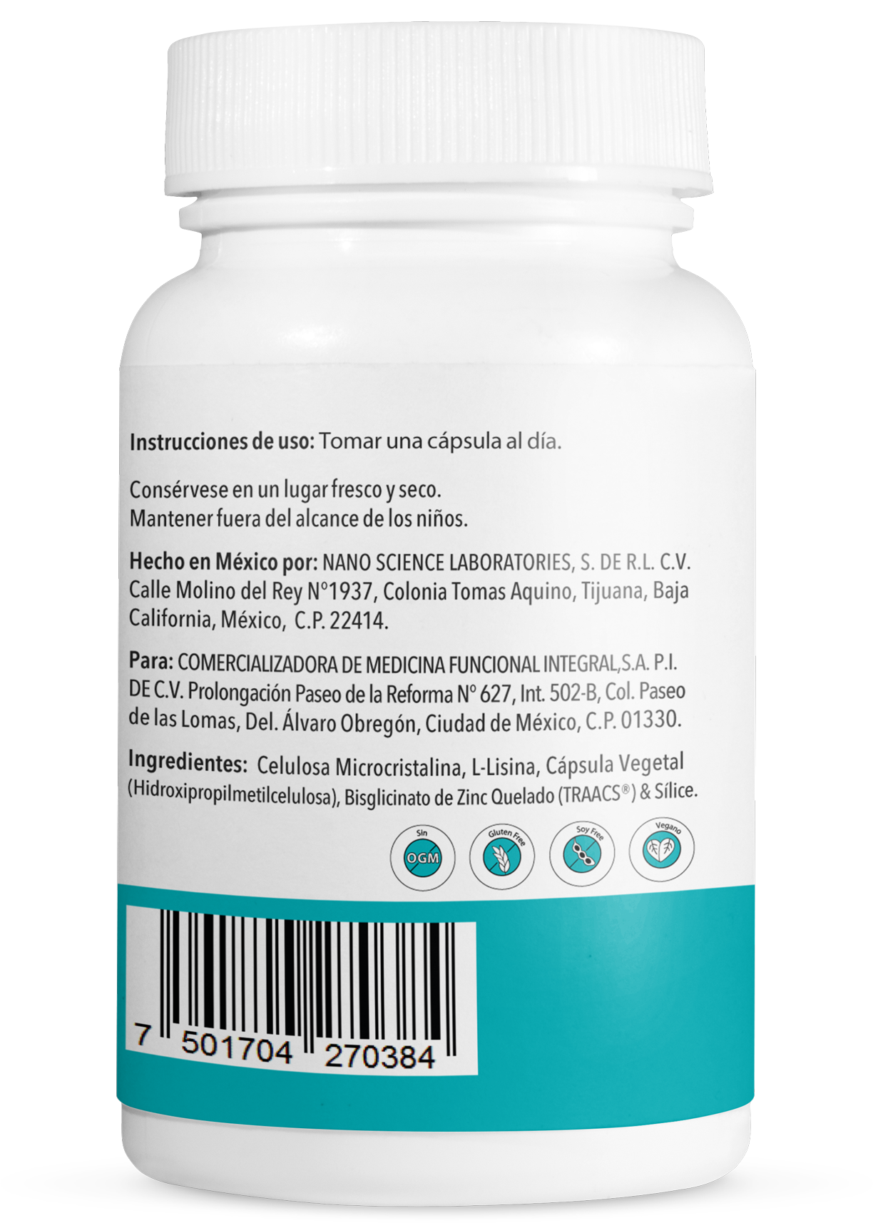 Bisglicinato de Zinc quelado 60 cápsulas Zincox Matter