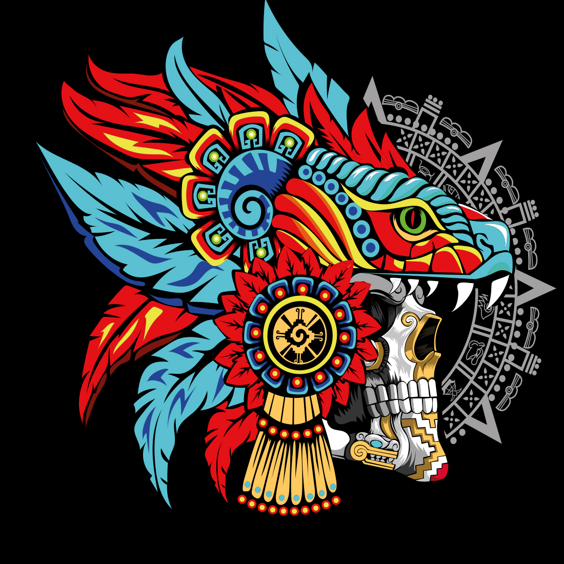 Playera Caballero- Cráneo Quetzalcóatl