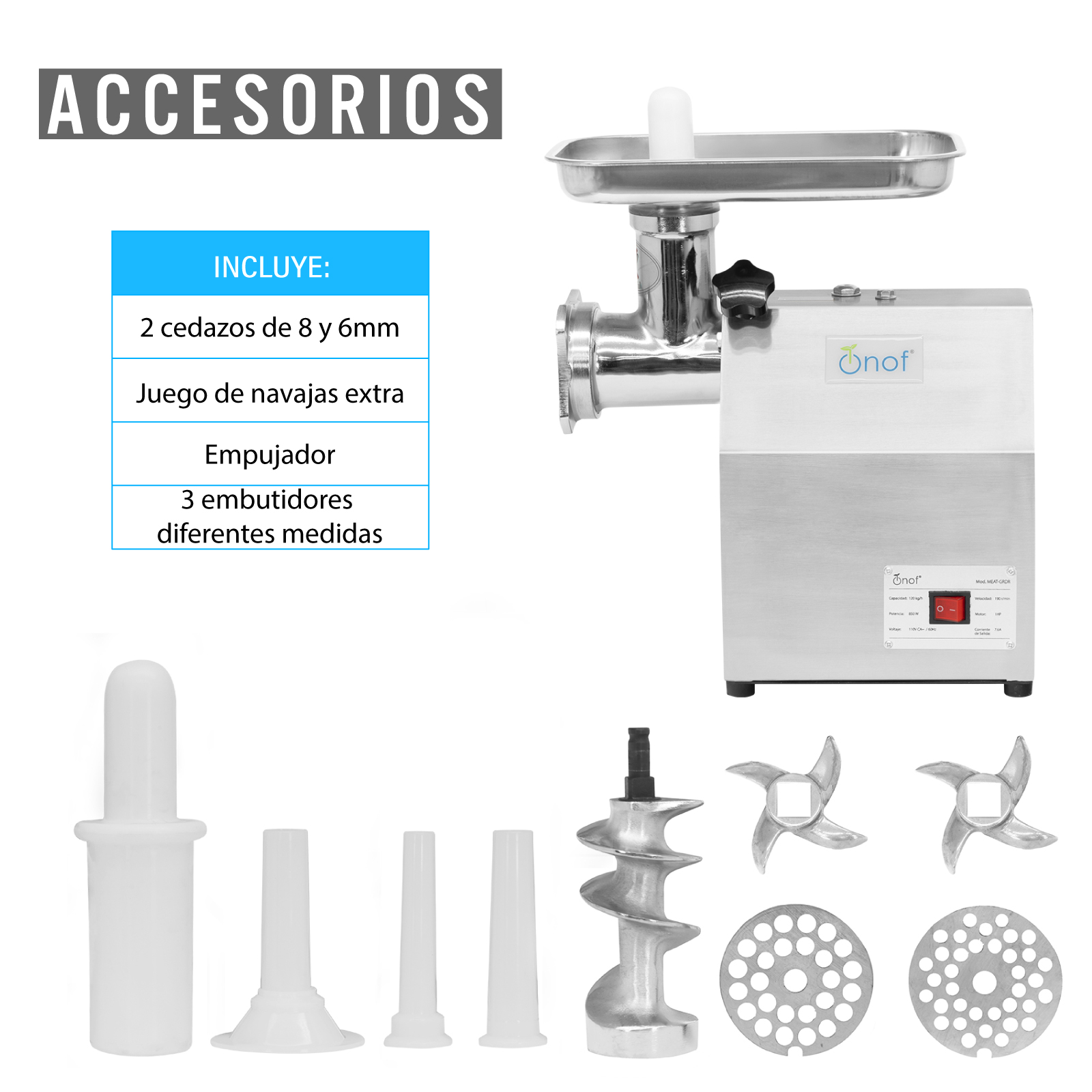 Molino para Carne Eléctrico 1 Hp Picadora de Carne Comercial