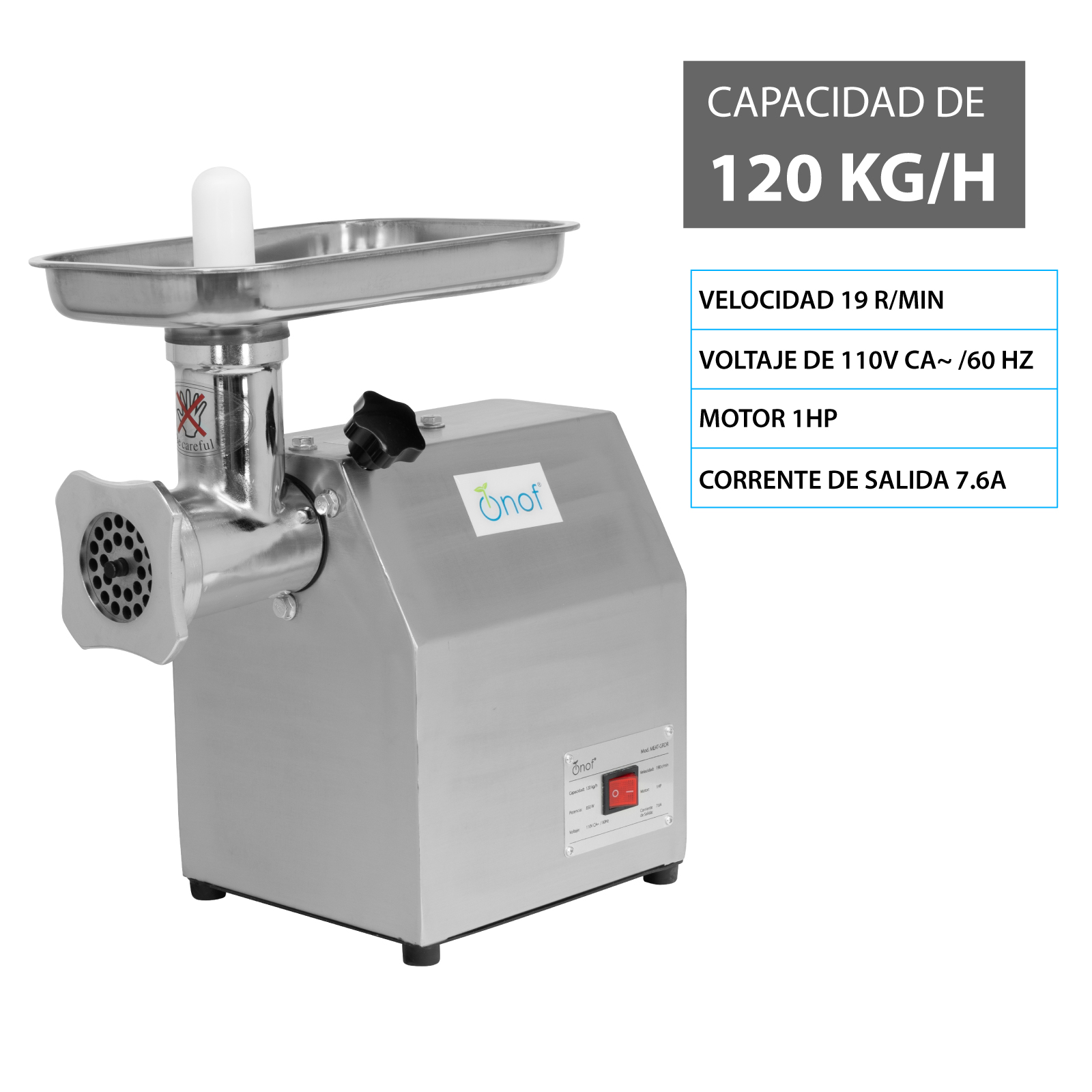 Molino para Carne Eléctrico 1 Hp Picadora de Carne Comercial