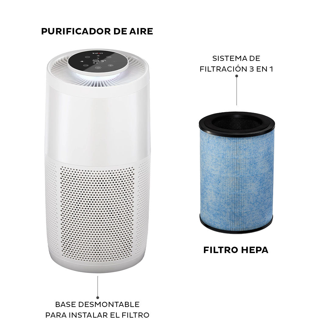 Purificador de Aire AP300, Instant, Filtros HEPA, Elimina el 99.9% de bacterias y virus