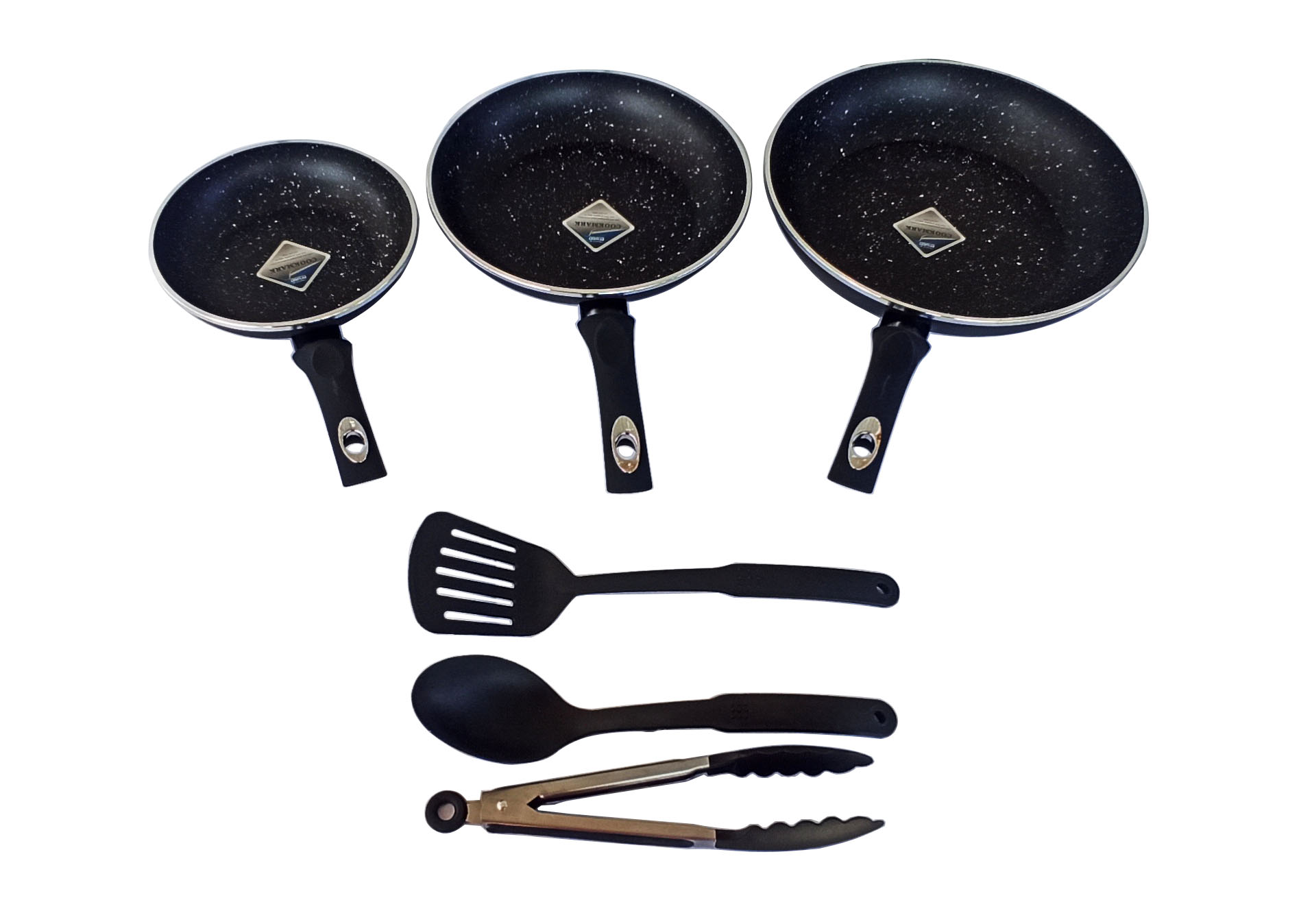 Sartenes Kung fu Master aluminio forjado con revestimiento Mármol Antiadherente -3 Piezas para inducción color negro 