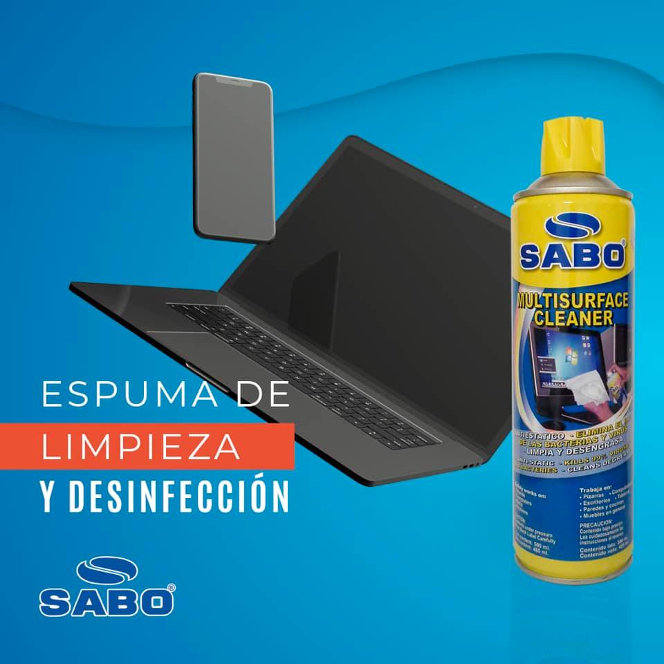Espuma Limpiadora Multiusos Antibacterial  SABO Multisurface Cleaner en lata 590 Ml