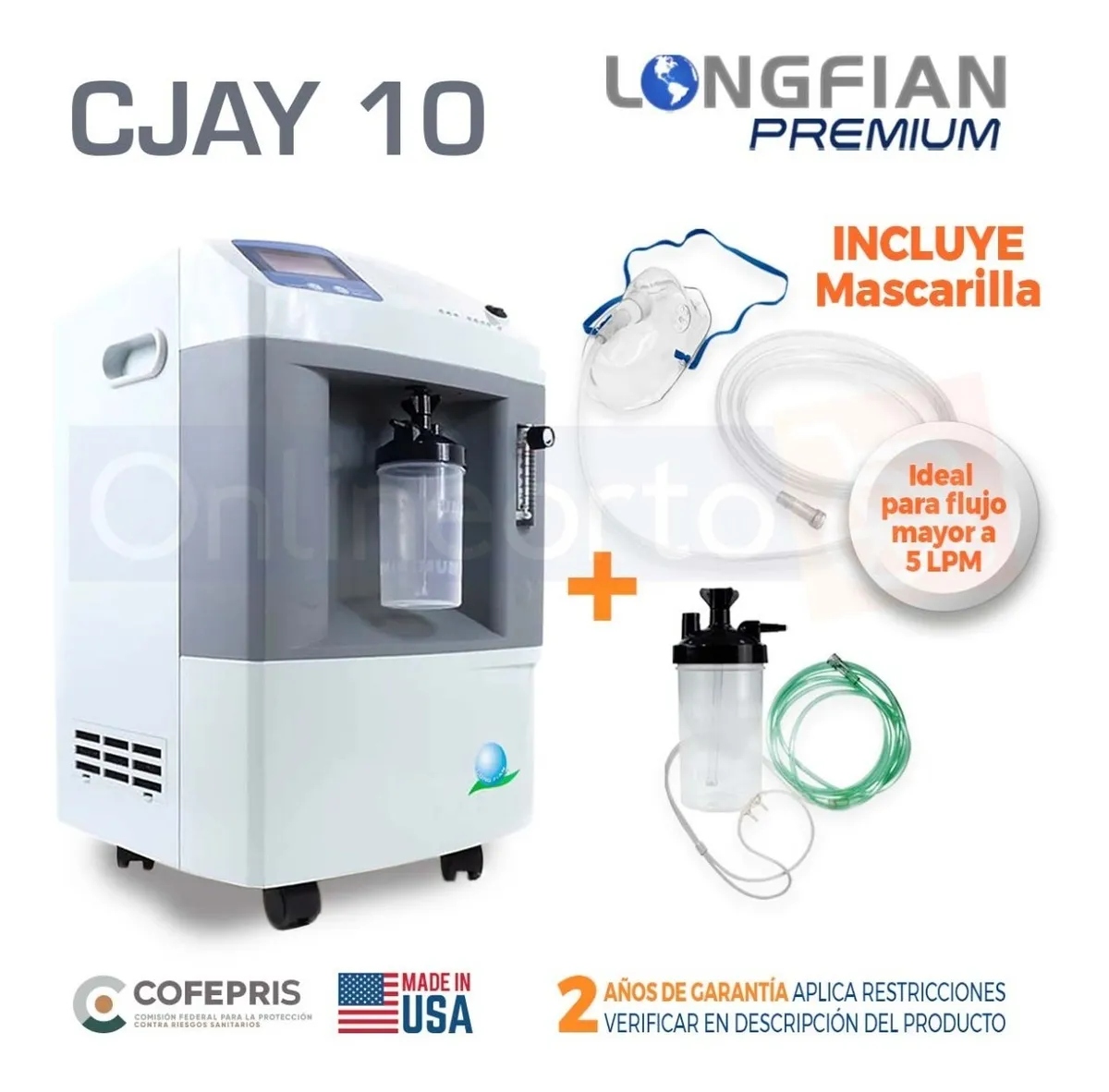 Concentrador Oxigeno 10 Litros Grado Médico 24/7