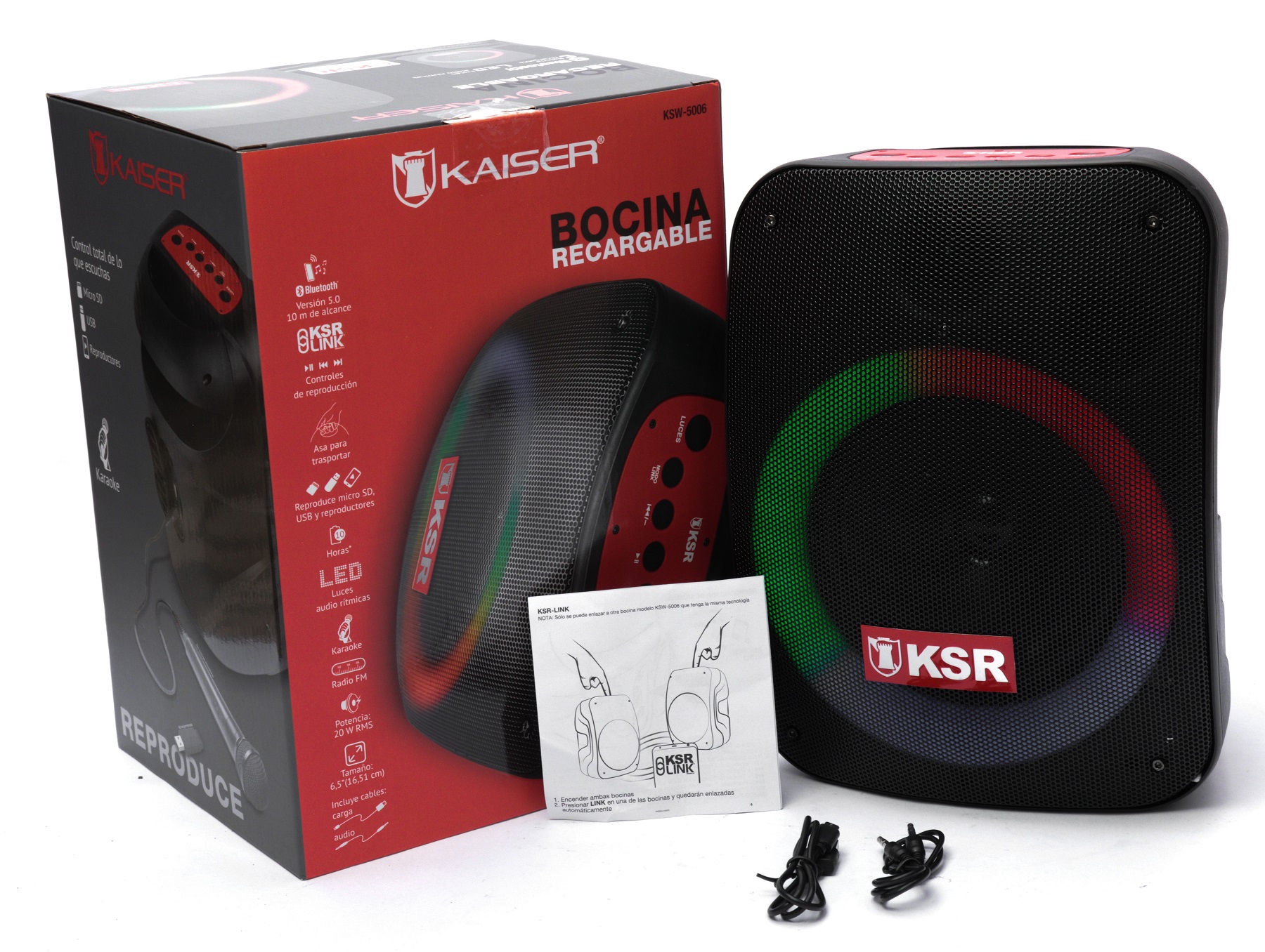 Bocina Bluetooth 6.5puLG Kaiser Ksw-5006 Recargable Usb Fm
