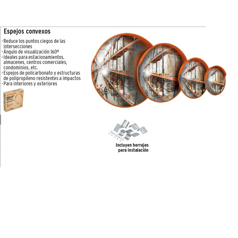 Espejo Convexo de 45cm de Diametro Antirobo Uso en Negocios Comercios Almacenes Estacionamientos Centros Comerciales