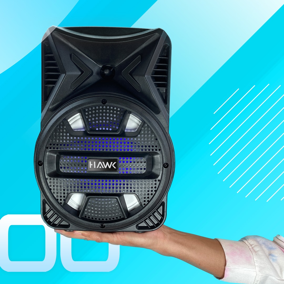 Bocina Portátil Hawk HK8000 De 8 Pulgadas Conexión TWS - Negro