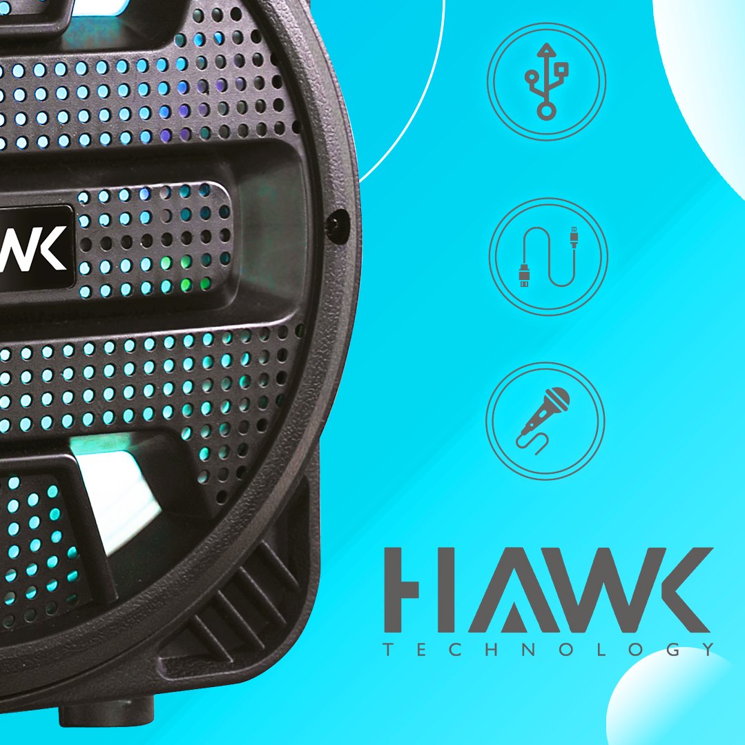 Bocina Portátil Hawk HK8000 De 8 Pulgadas Conexión TWS - Negro
