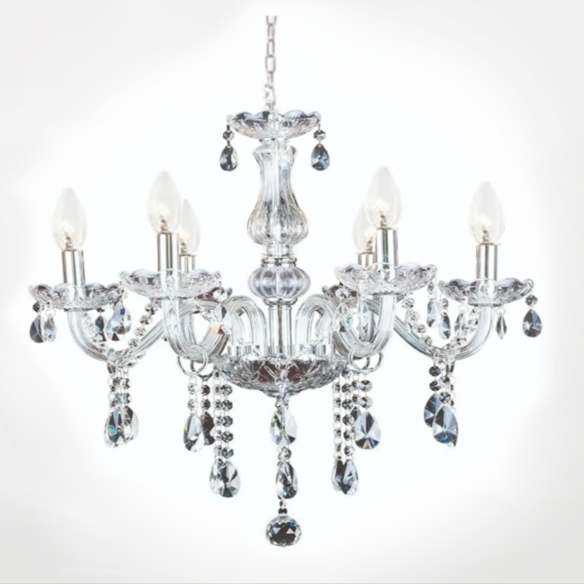 Lámpara Candil De Cristal Candelabro 6 Focos Elegante