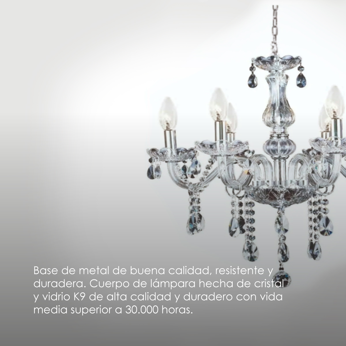Lámpara Candil De Cristal Candelabro 6 Focos Elegante