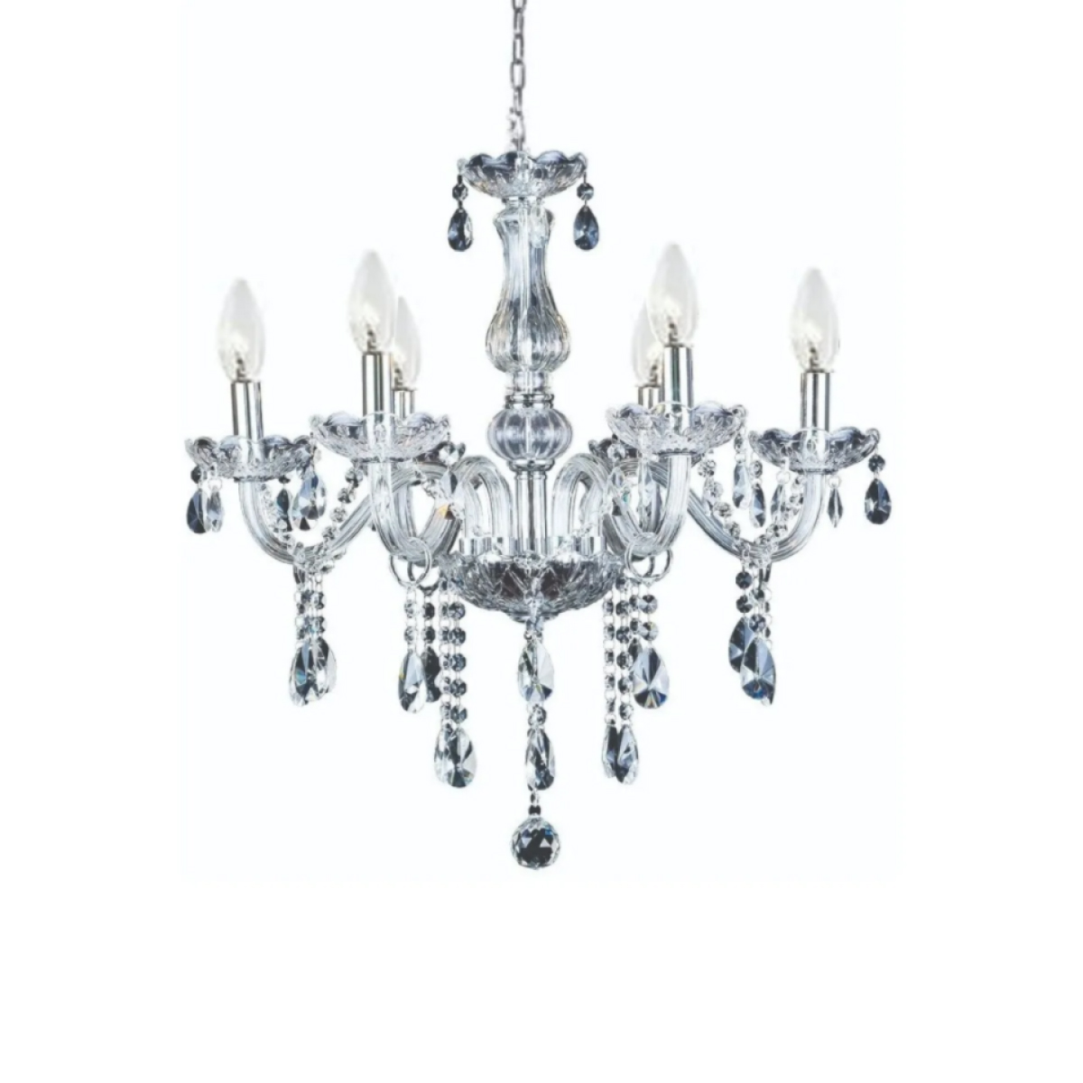 Lámpara Candil De Cristal Candelabro 6 Focos Elegante