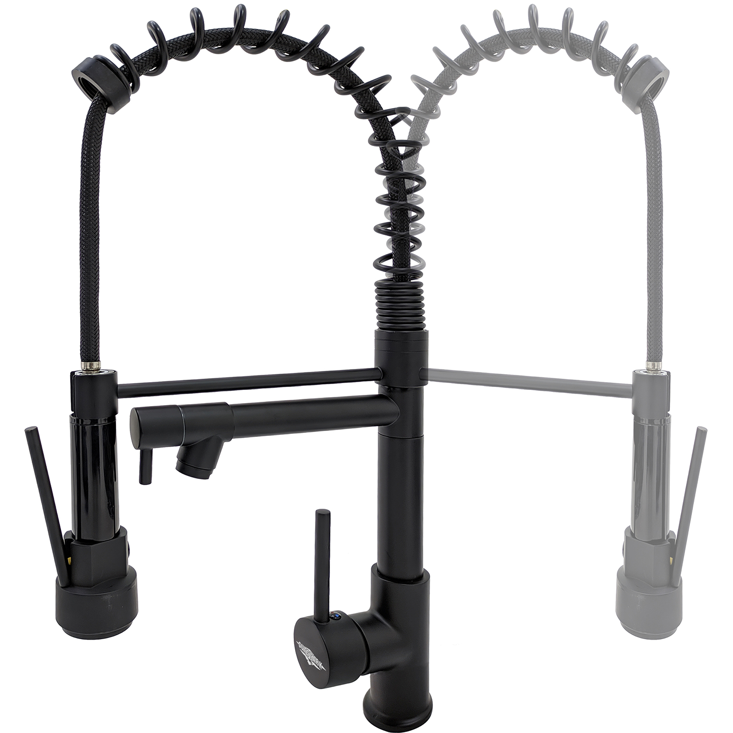 Grifo Mezclador de Cocina Monomando Fregadero Llave Giratoria Manguera Expandible Negro