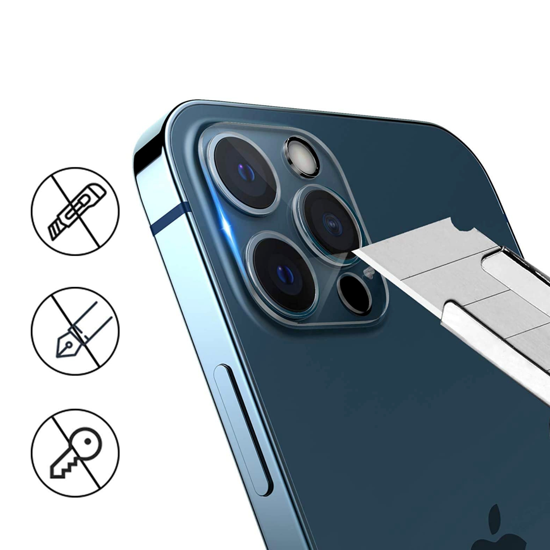 2 Piezas Mica Protectora de Cámara Trasera Compatible con iPhone 13 Pro , 13 Pro Max Vidrio Templado Dureza 9H