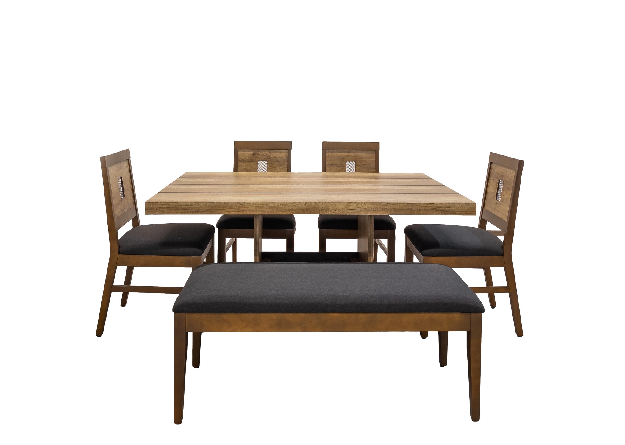 Antecomedor 4 Sillas 1 Banca Toto Nogal - Kessa