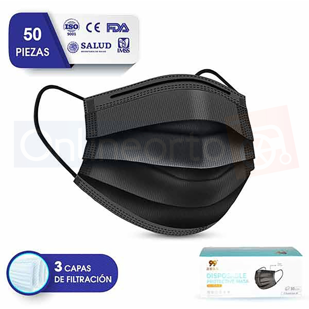 Cubrebocas Caja 50 Pz Tapabocas Termosellado Plisado Tricapa