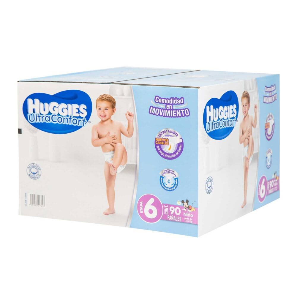Pañales Etapa 6 Huggies UltraConfort Niño 90 pzas
