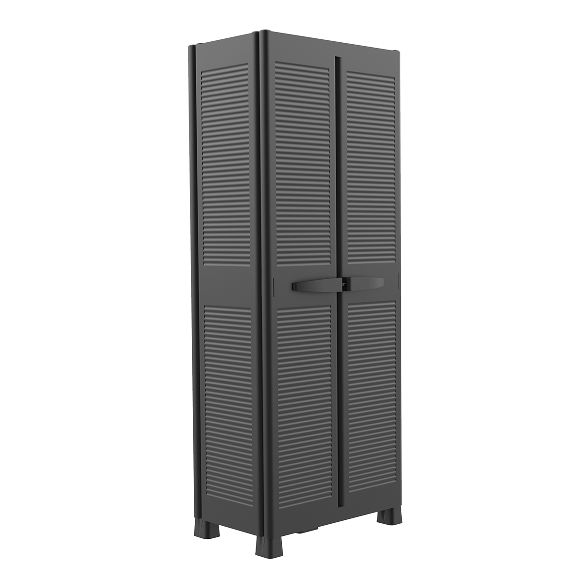 Armario Porto Duna Plástico Negro, organizador y alacena de 4 niveles