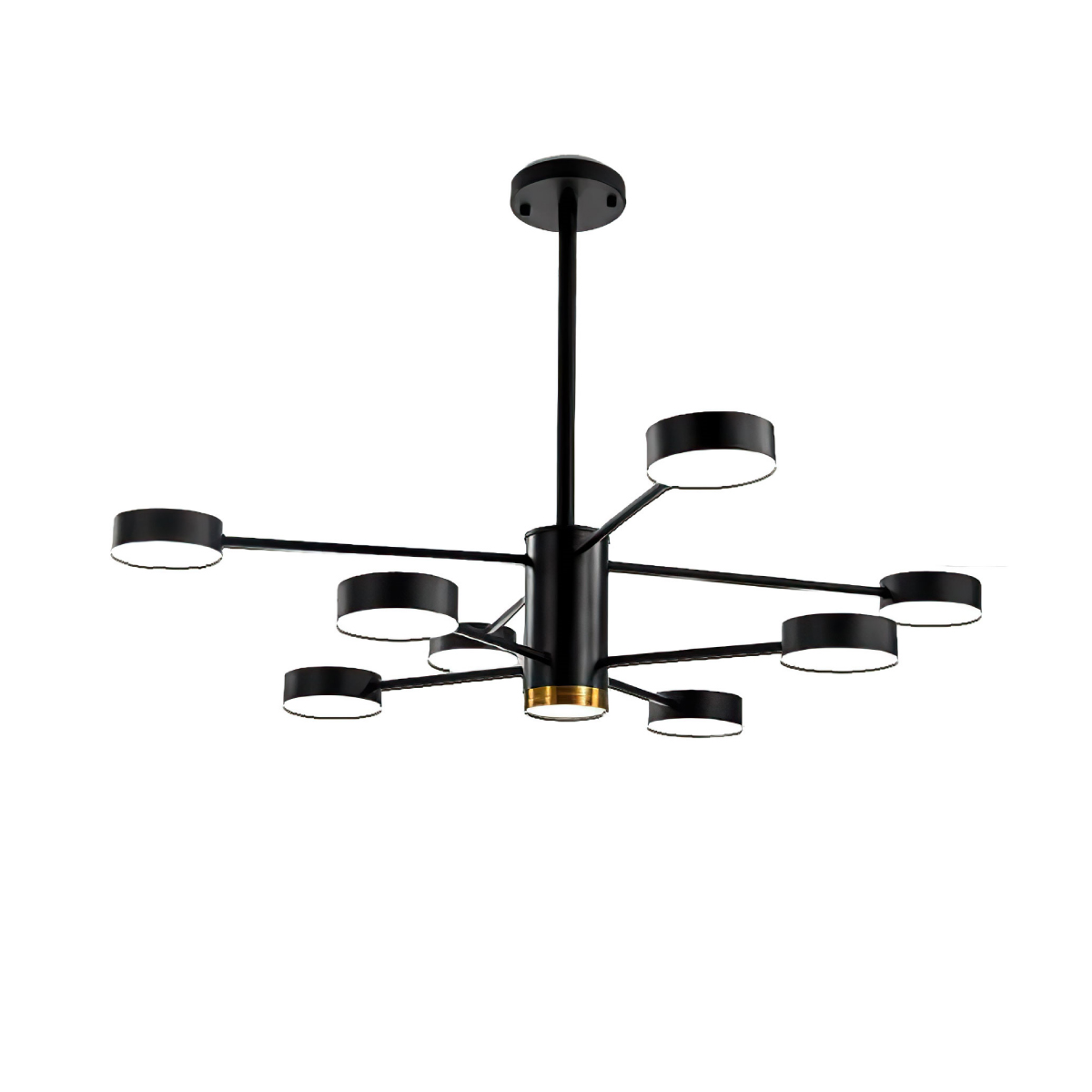 Lampara de techo estilo industrial hierro forjado negro con dorado lampara downlight 8+1 luces