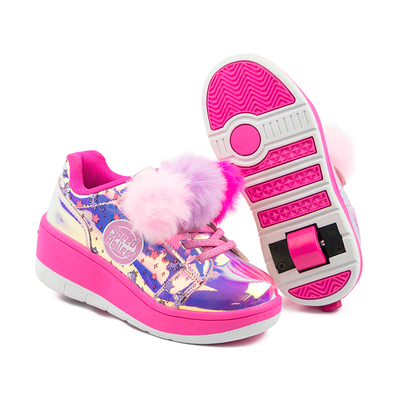Tenis Patin Speed Rollers Pompones Rosa