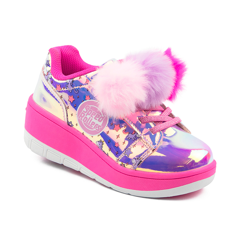 Tenis Patin Speed Rollers Pompones Rosa