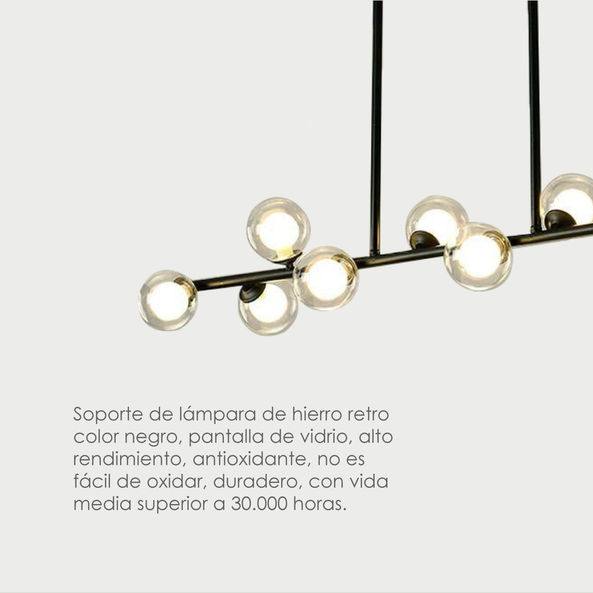 Lampara de techo estilo industrial Lámpara colgante barra molecular 10 luces