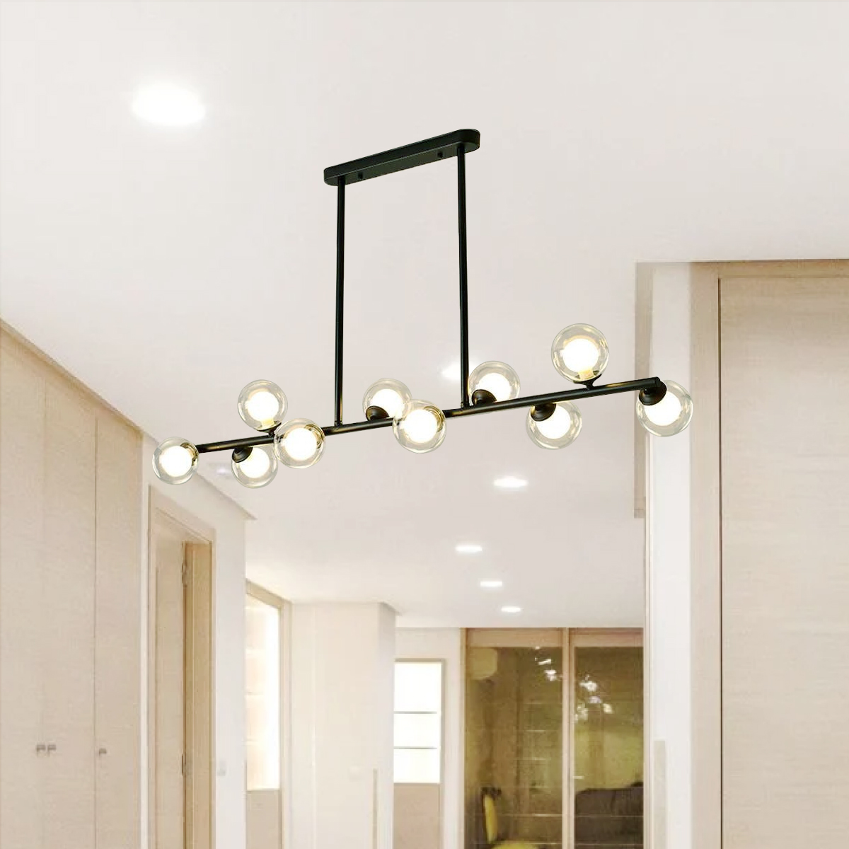 Lampara de techo estilo industrial Lámpara colgante barra molecular 10 luces