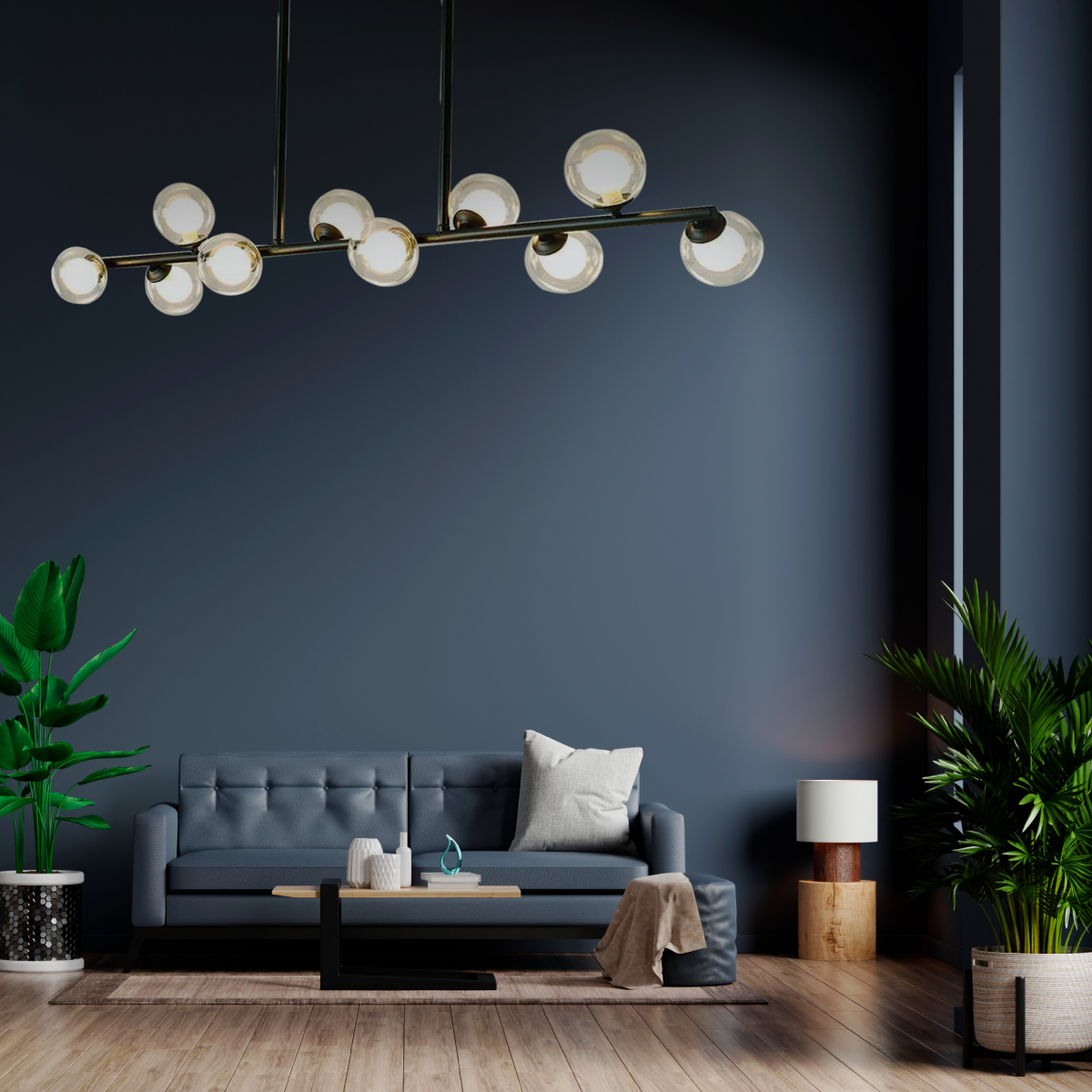 Lampara de techo estilo industrial Lámpara colgante barra molecular 10 luces