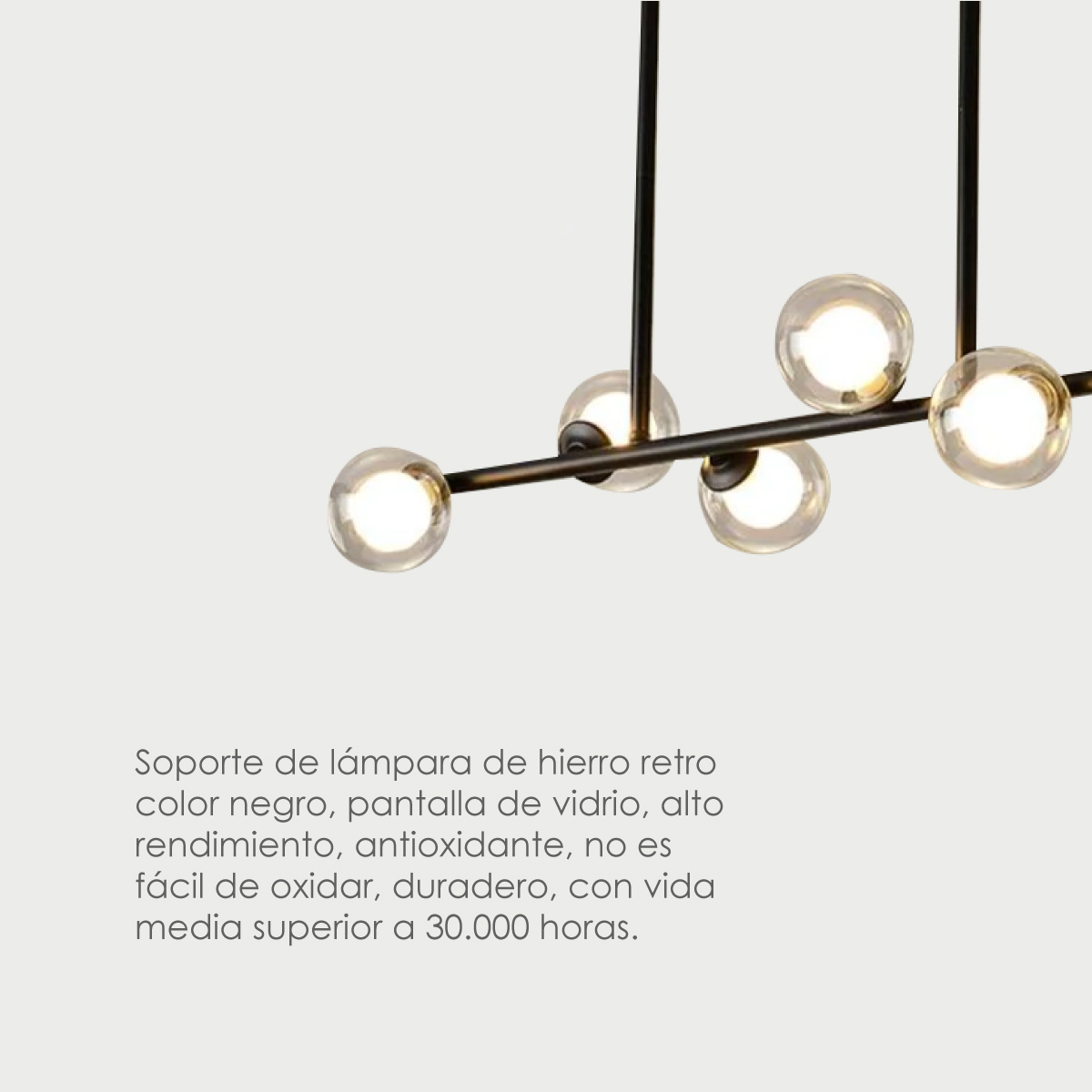 Lampara de techo estilo industrial Lámpara colgante barra molecular 6 luces