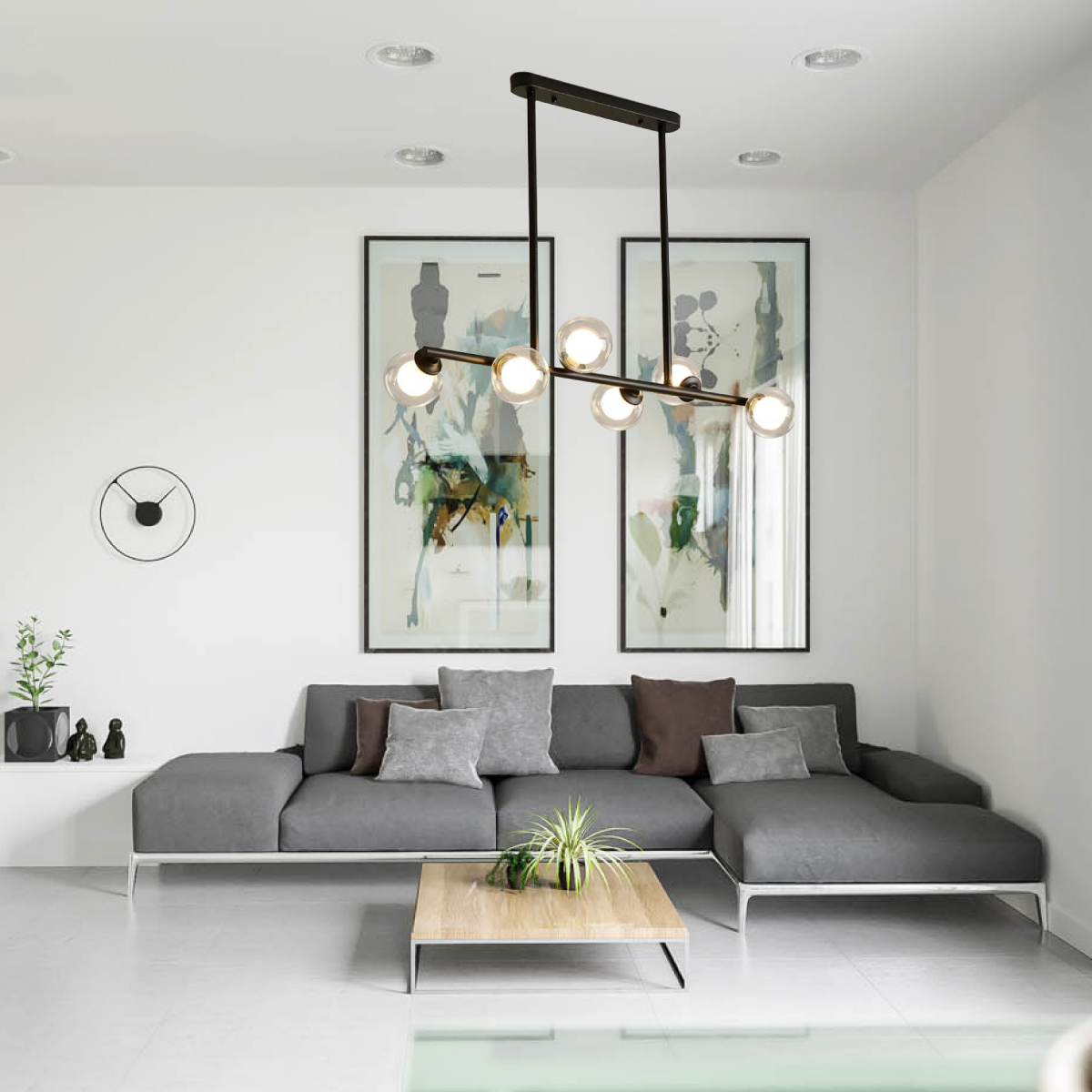 Lampara de techo estilo industrial Lámpara colgante barra molecular 6 luces