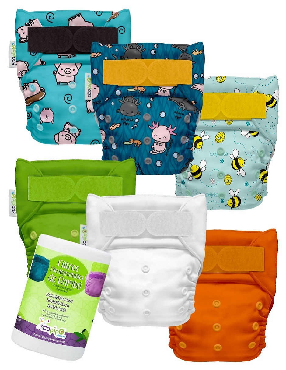 6 PACK pañales de tela Ecopipo con rollo
