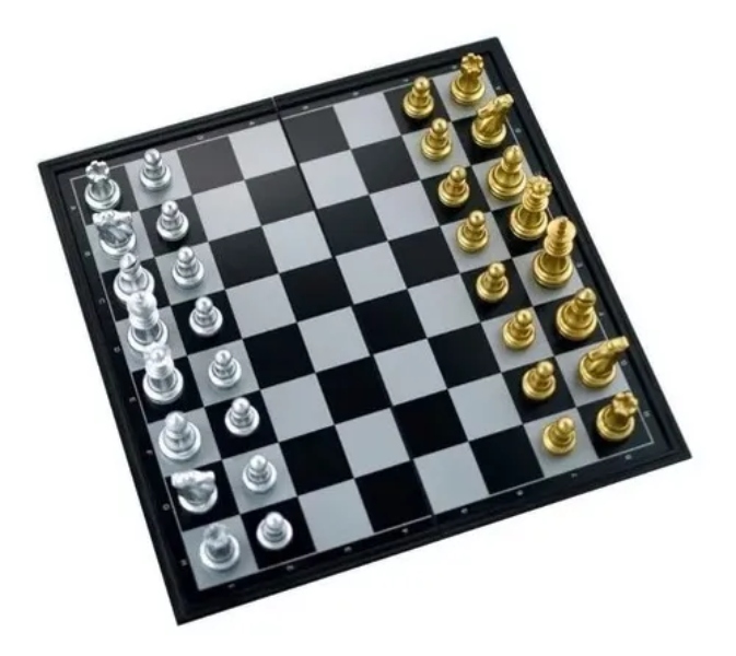 Novelty A-009- Ajedrez magnético piezas doradas y plateadas