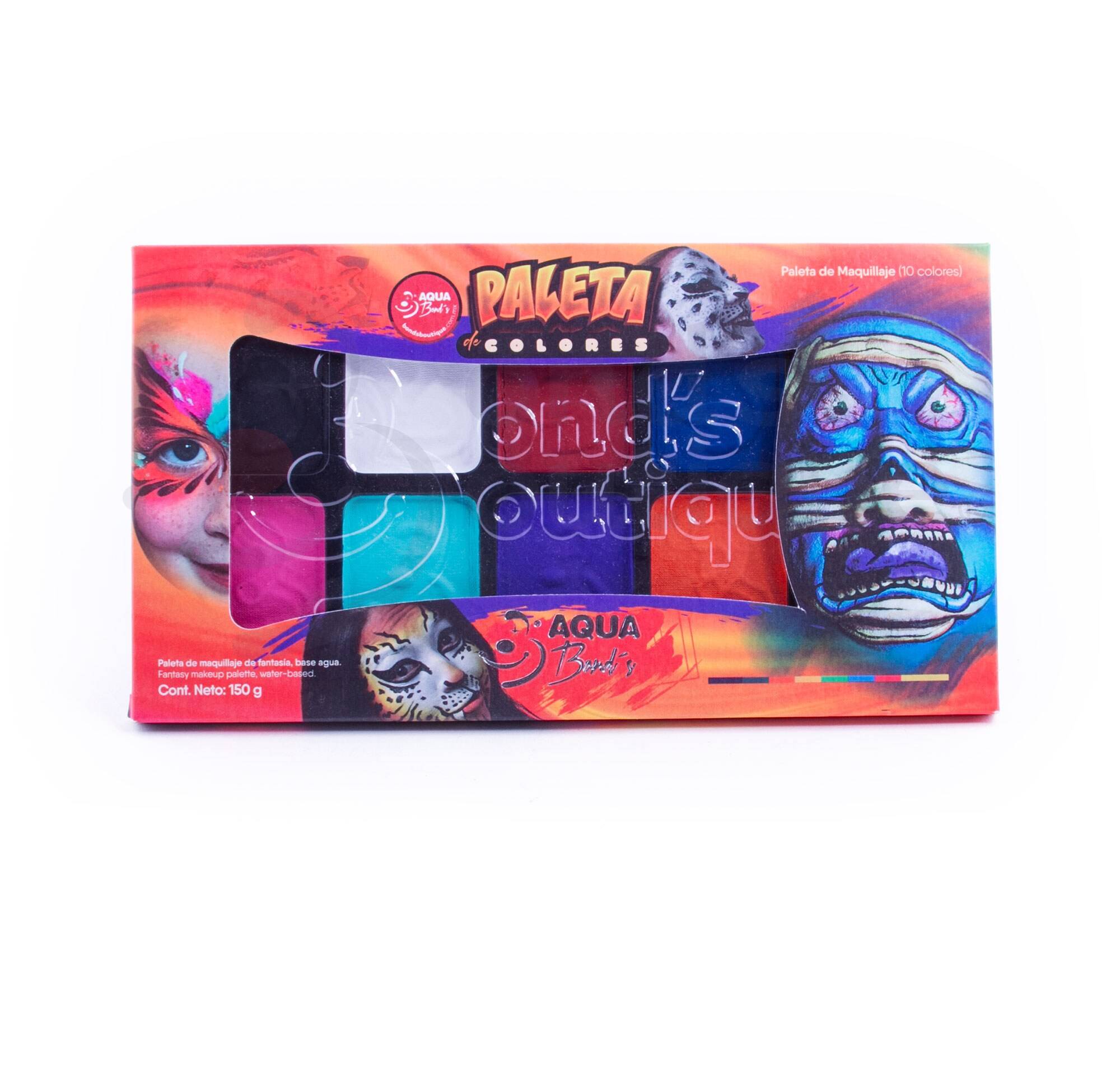 Paleta de maquillaje base agua "Aqua Bonds" de 10 colores mate