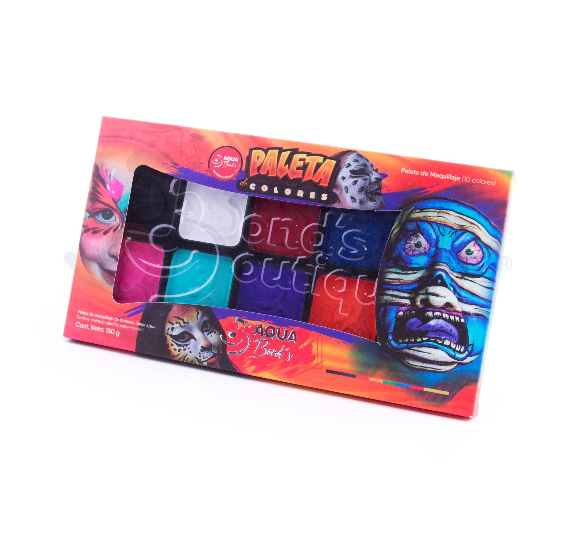 Paleta de maquillaje base agua "Aqua Bonds" de 10 colores mate