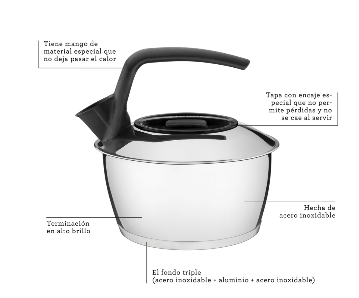 Tetera Tramontina 61485/160 de acero inoxidable con fondo triple mango negro 1,5 L END1