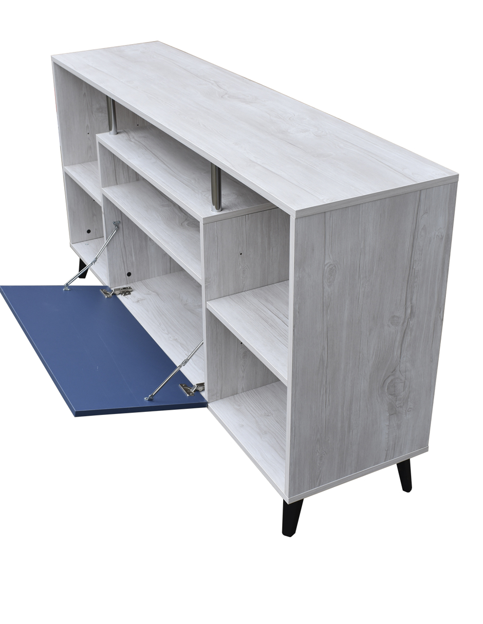 Centro De Entretenimiento Ibiza, Mueble Tv Funcional Hogare, Minimalista e Ideal Blanco Azul 