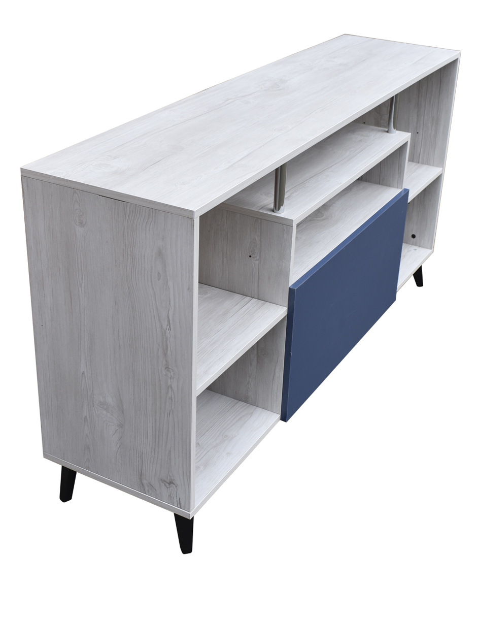 Centro De Entretenimiento Ibiza, Mueble Tv Funcional Hogare, Minimalista e Ideal Blanco Azul 