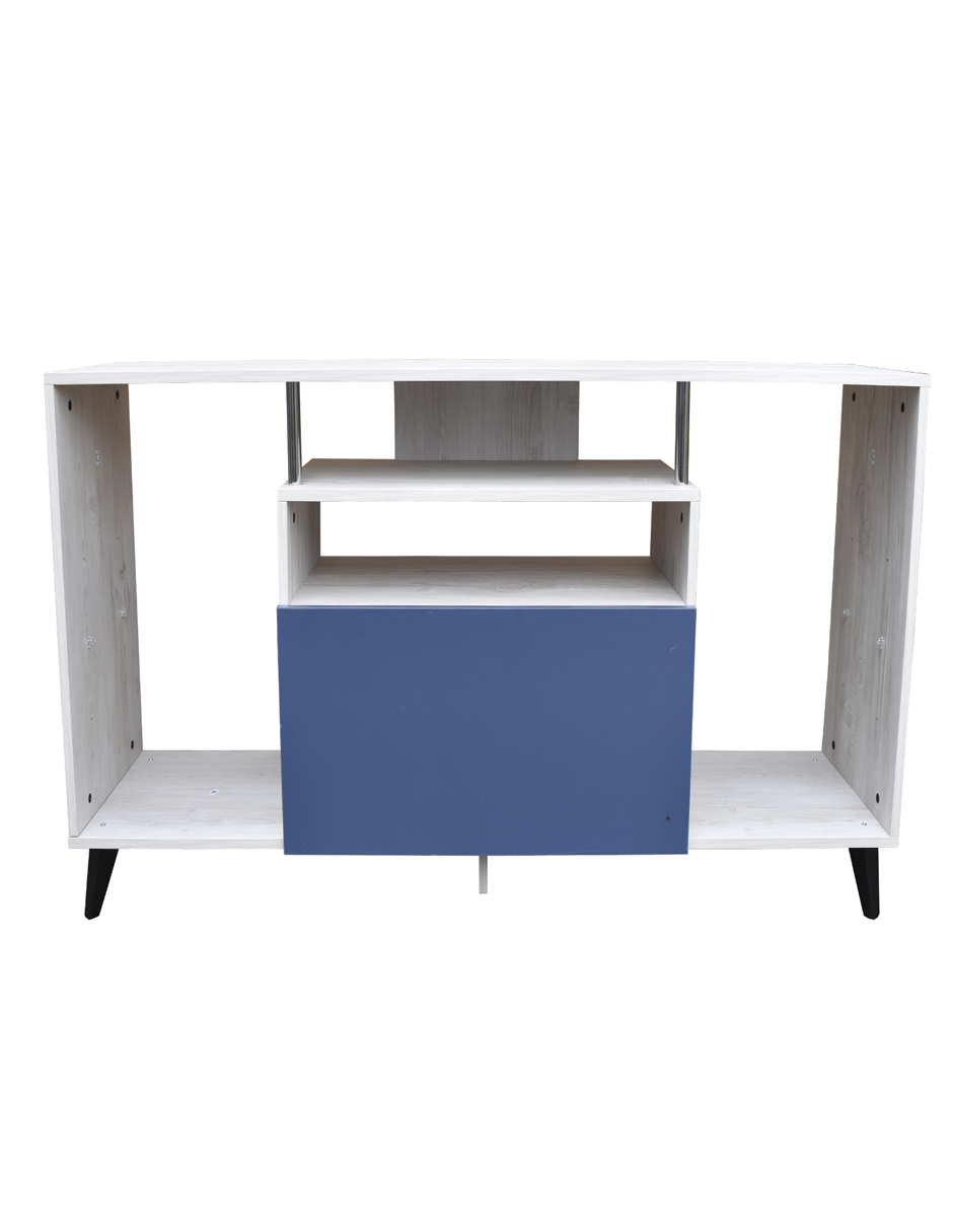 Centro De Entretenimiento Ibiza, Mueble Tv Funcional Hogare, Minimalista e Ideal Blanco Azul 