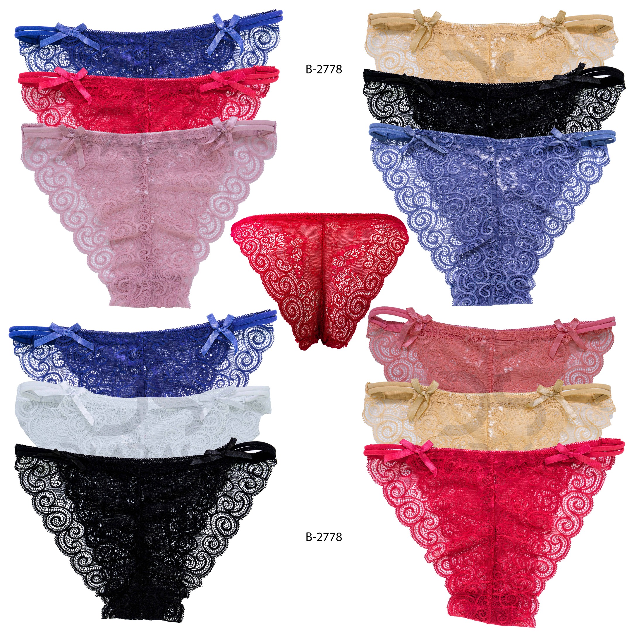 Panties de dama ropa interior de mujer TANGAS ENCAJE 12PZ MAYOREO