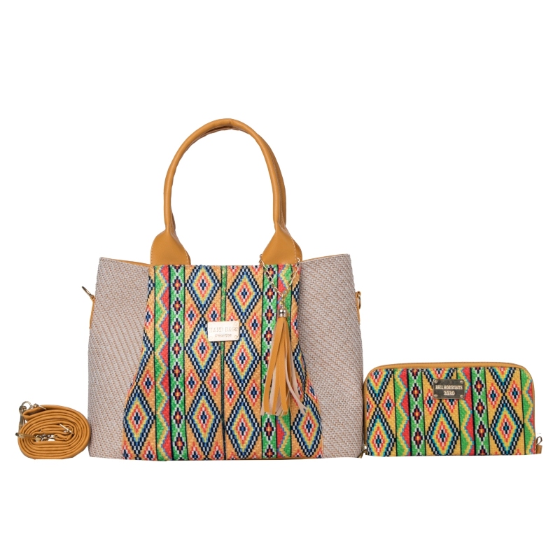 Set de Bolso y Cartera de Moda FANA para Mujer Amanda Mostaza