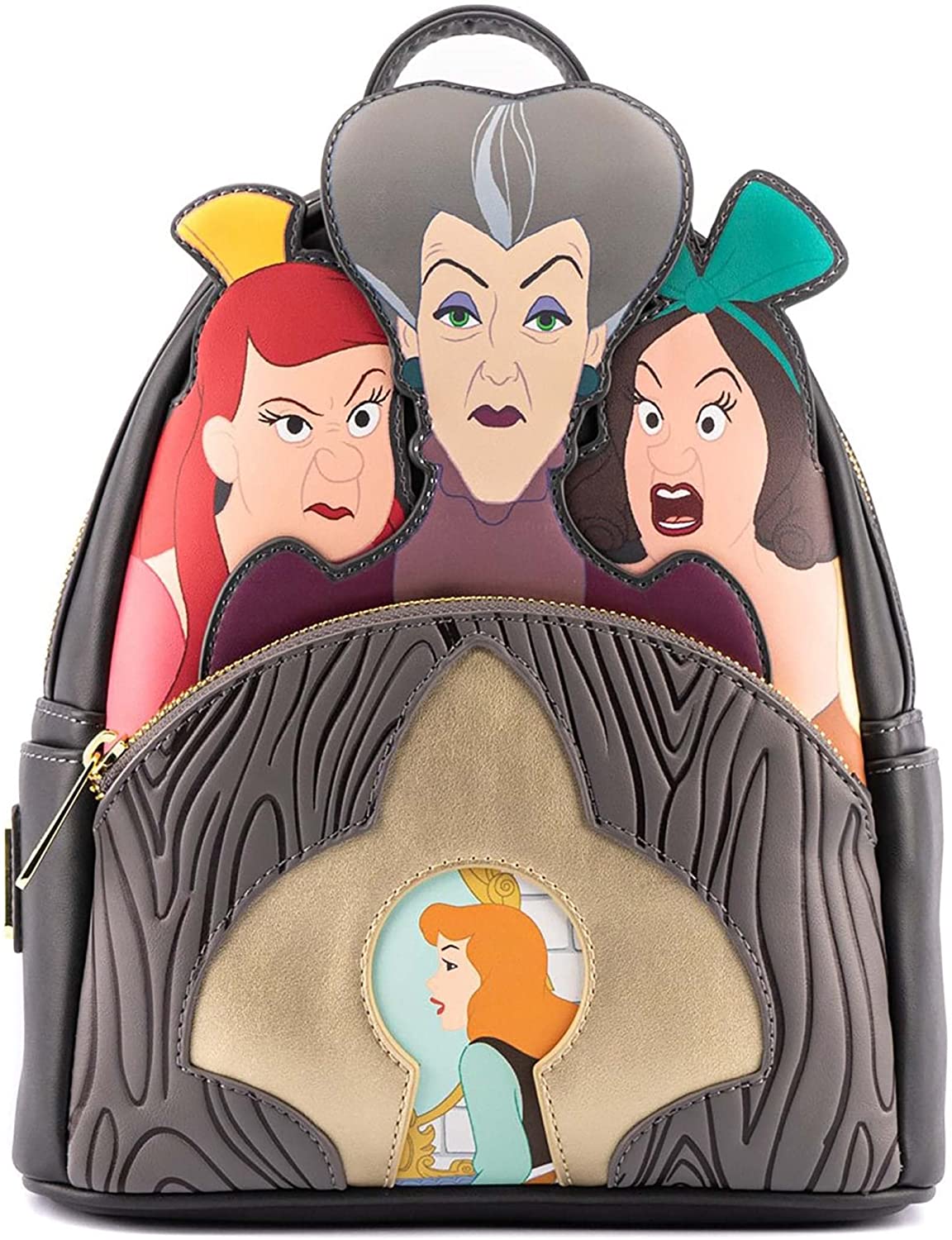 Loungefly Disney Villains Bolsa Escena Malvada Madrastra & Hermanastras Cenicienta Backpack Mini Mochila Bolsa