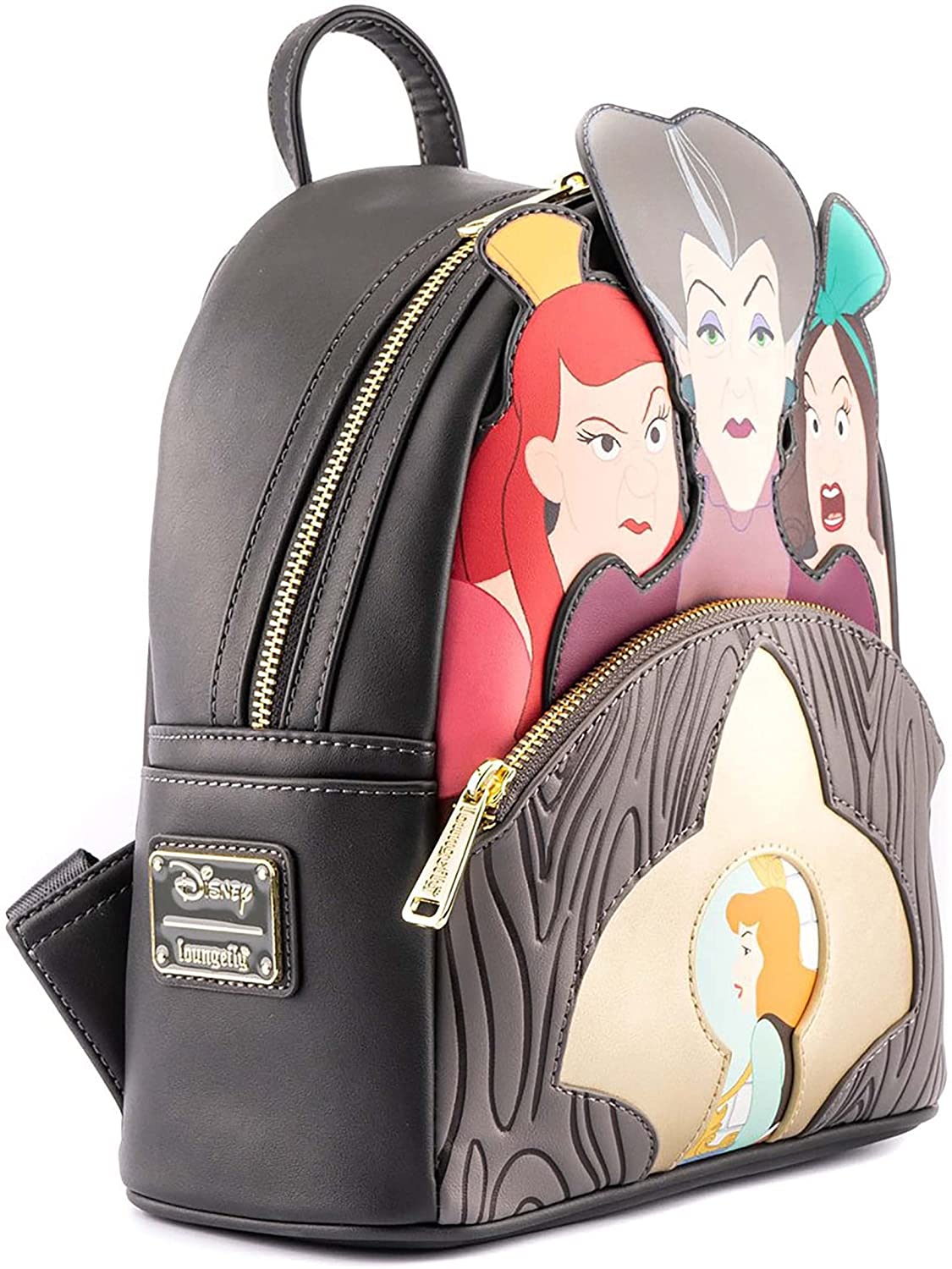 Loungefly Disney Villains Bolsa Escena Malvada Madrastra & Hermanastras Cenicienta Backpack Mini Mochila Bolsa