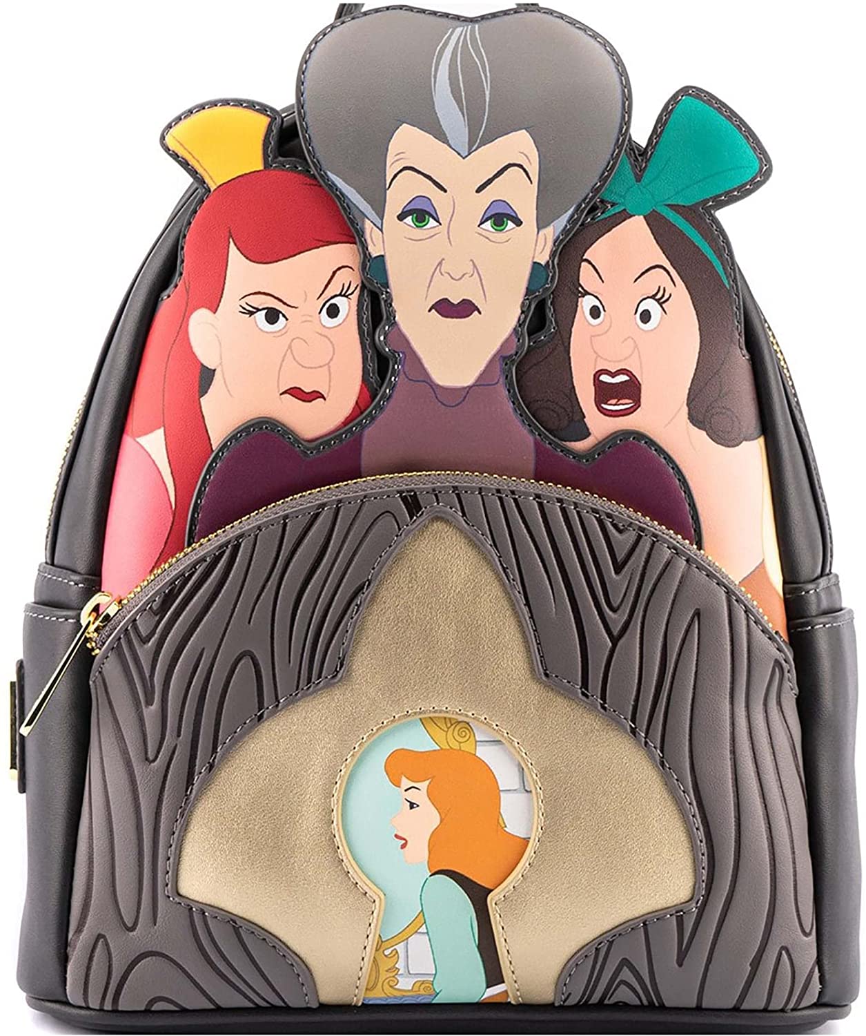 Loungefly Disney Villains Bolsa Escena Malvada Madrastra & Hermanastras Cenicienta Backpack Mini Mochila Bolsa