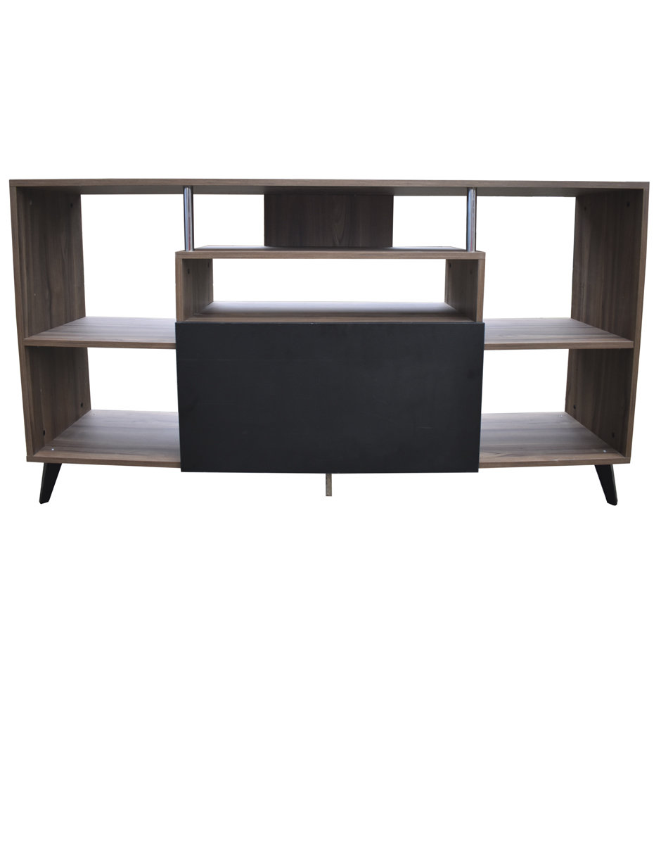 Centro De Entretenimiento Ibiza Mueble Tv Funcional Hogare Minimalista y Elegante Parota Negro