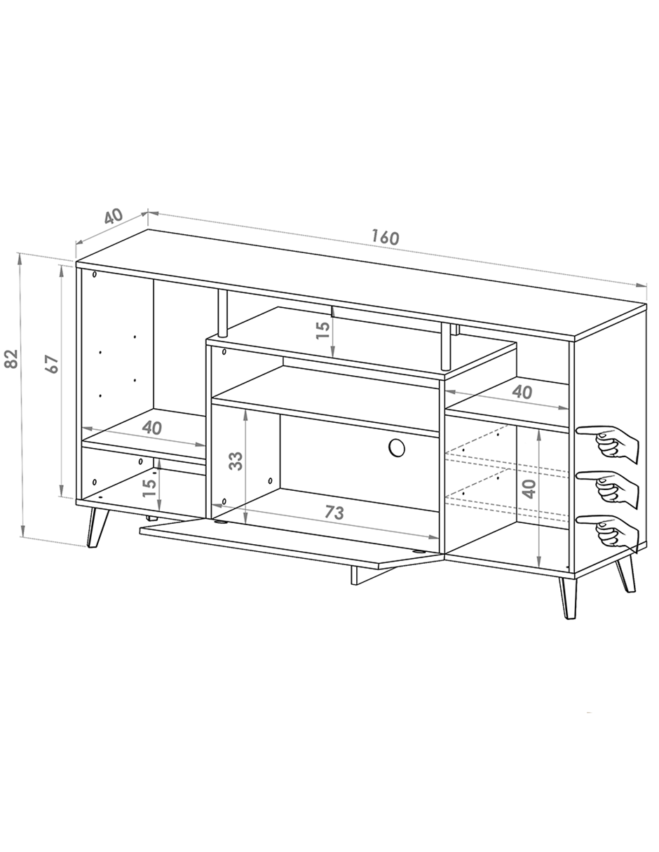 Centro De Entretenimiento Ibiza Mueble Tv Funcional Hogare Minimalista y Elegante Parota Negro