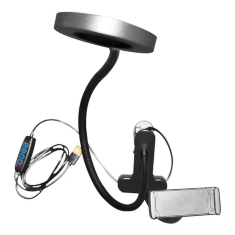 Foco aro LED 10 con pie para celulares, PC, Camara de Fotos Filmadora  ARO-LED1