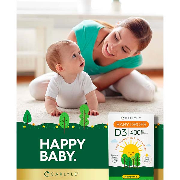 Vitamina D3 para Bebés 400 IU Carlyle Baby Drops Gotas Crecimiento Sano 9.2 ml