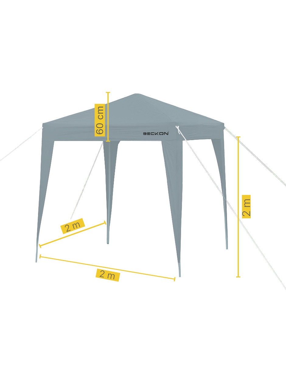 Toldo Carpa Retractil 2m x 2m impermeable premium Beckon color Gris
