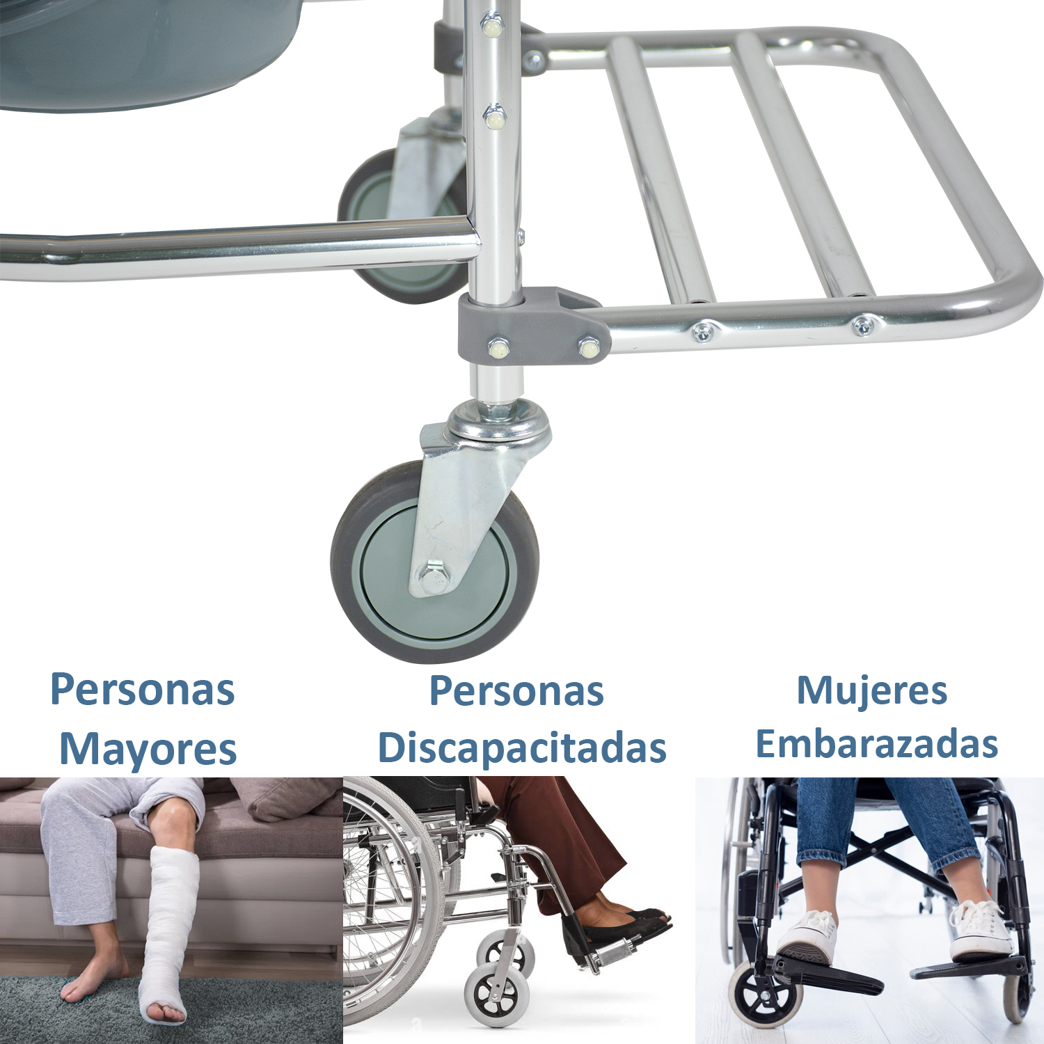 Silla Para Baño Discapacitados 3 en 1 Silla Ducha Comodo y Silla de Traslado